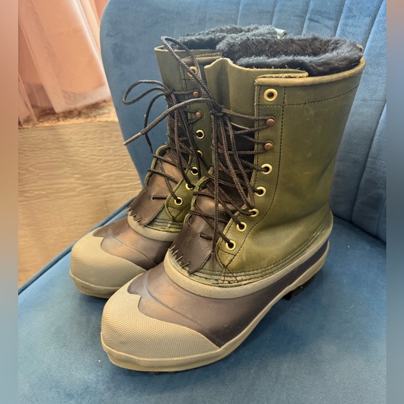 Vintage White's Boots Winter PAR Logger Hunter Guide Rubber Green Leather Mens 6 - Picture 4 of 6